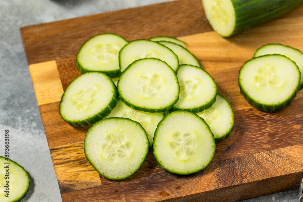 Cold Organic Green Cucumber Slices Cold Organic Green Cucumber Slices