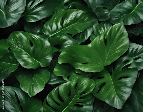 Hand-Drawn Green Tropical Forest Botanical Background