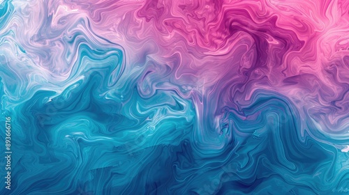Abstract digital painting with vibrant ombre gradient from teal to pink, bold swirling shapes. Color gradient ombre