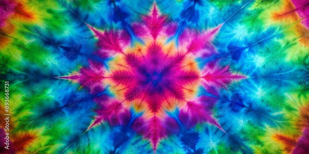 Obraz premium Colorful tie-dye pattern with swirls and stars 