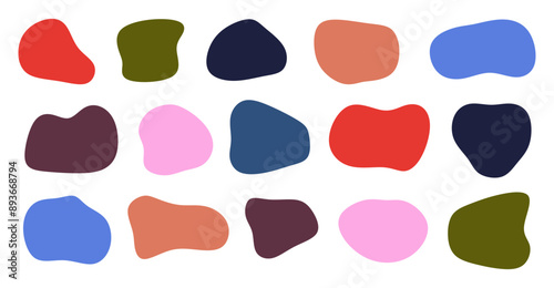 Wallpaper Mural Abstract colorful liquid shapes, modern graphic design elements for presentation, flyer, cards and banner. Hand drawing colored blotch or fluid dynamic forms isolated. Flat vector illustration Torontodigital.ca