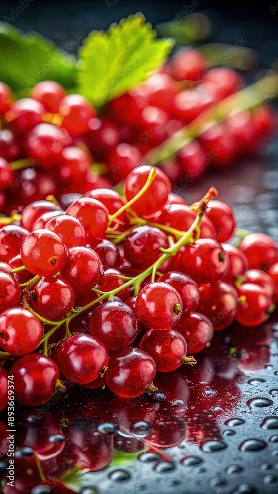 Isolated red currant. Fresh whole red currant with leaf isolated on black background with clipping path Isolated red currant. Fresh whole red currant with leaf isolated on black background with clipping path