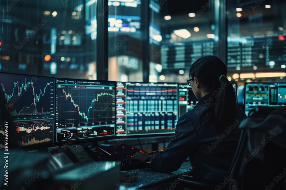 Nighttime Forex Trading with Multi-Screen Setup in Ambient Lighting for 24-Hour Market Monitoring Nighttime Forex Trading with Multi-Screen Setup in Ambient Lighting for 24-Hour Market Monitoring