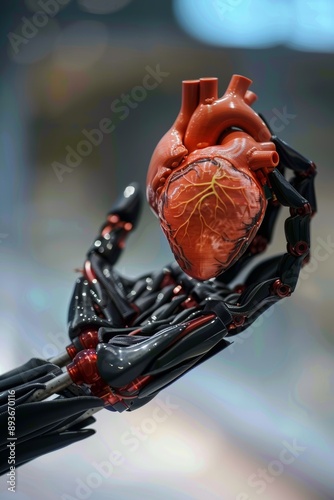 Robotic Hand Holding 3D Printed Heart: Medical Technology and Innovation for Future Healthcare