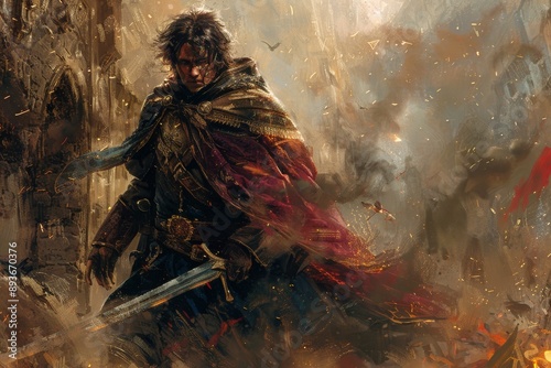 Wallpaper Mural The Crimson Knight in a Battlefield of Ashes Torontodigital.ca