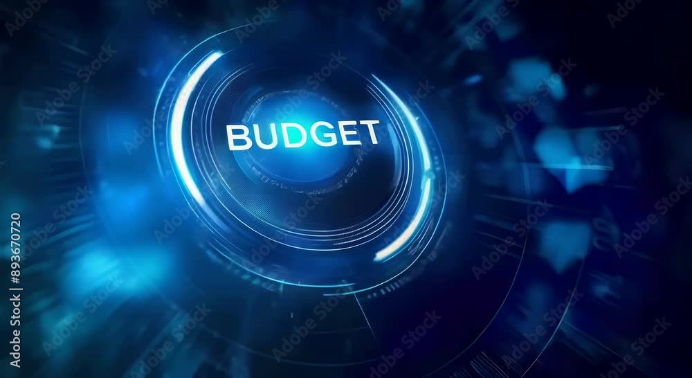 A blue digital background with glowing text Budget illustrating financial planning emphasizing the importance of budgeting and money management, glowing text, financial budget, digital finance A blue digital background with glowing text Budget illustrating financial planning emphasizing the importance of budgeting and money management, glowing text, financial budget, digital finance