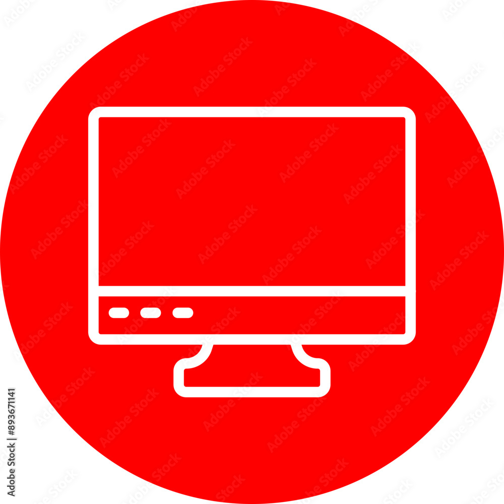 Monitor Screen Vector Line White Circle Red Monitor Screen Vector Line White Circle Red