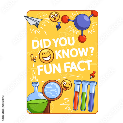 Bright And Engaging Educational Poster Featuring A Did You Know Fun Fact Quote With Chemistry Science Elements, Molecule