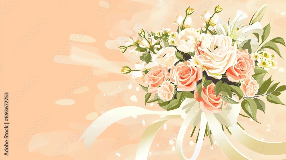 Naklejka premium A beautiful bouquet of pink roses, perfect for weddings and celebrations.