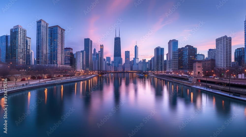 Fototapeta premium Chicago River and Cityscape