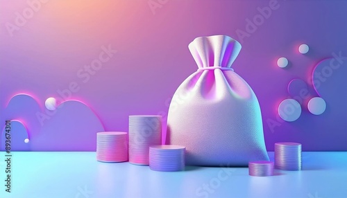 Colorful bag with abstract geometric shapes in modern background