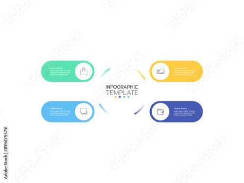 Timeline infographics template design with curcular and circles. Business concept with 4 options, steps, parts.