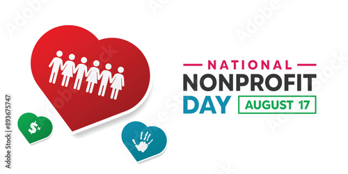 National Nonprofit Day. Great for cards, banners, posters, social media and more. White background.