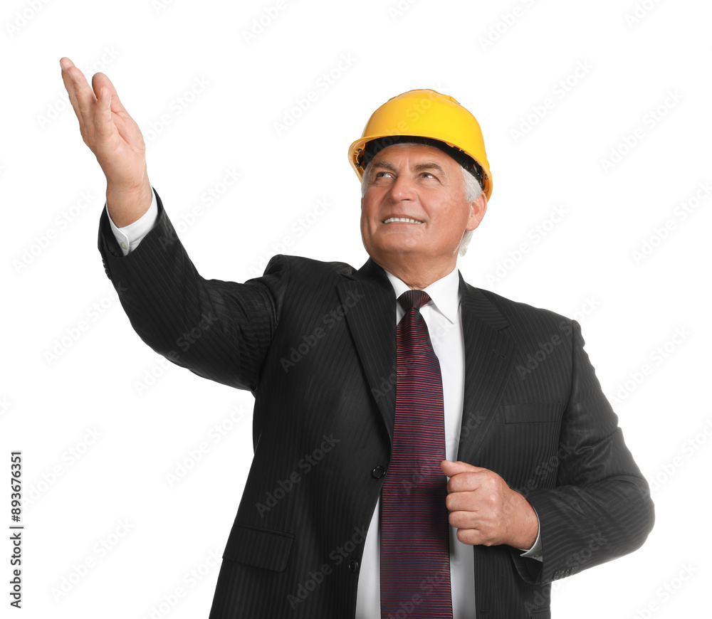 Engineer in hard hat on white background Engineer in hard hat on white background