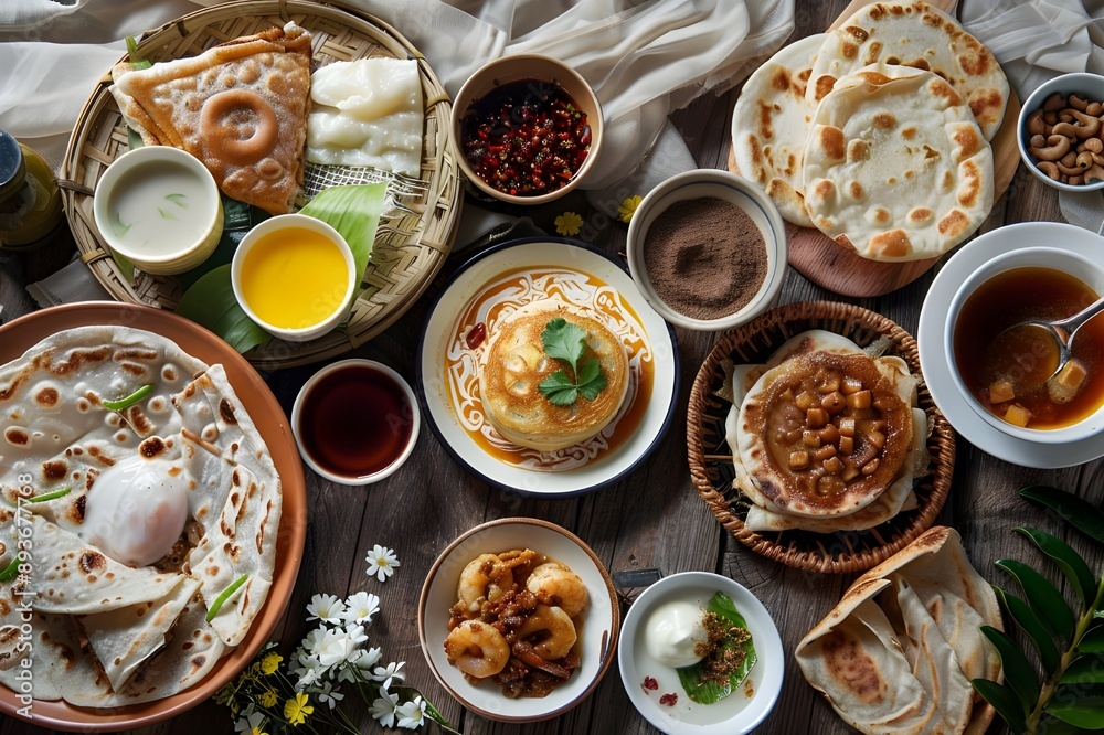 A traditional Malaysian breakfast , roti canai. A traditional Malaysian breakfast , roti canai.