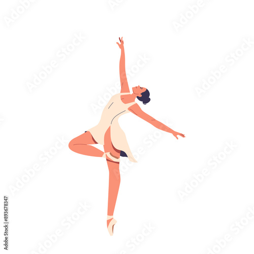 Graceful Ballet Dancer Performing An Elegant Dance Movement. Cartoon Vector Image Captures The Beauty and Poise