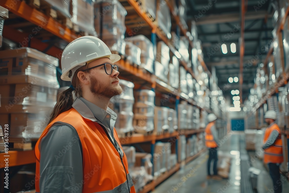 Warehouse Workers Efficiently Managing Logistics and Inventory in a Commercial Distribution Center Warehouse Workers Efficiently Managing Logistics and Inventory in a Commercial Distribution Center