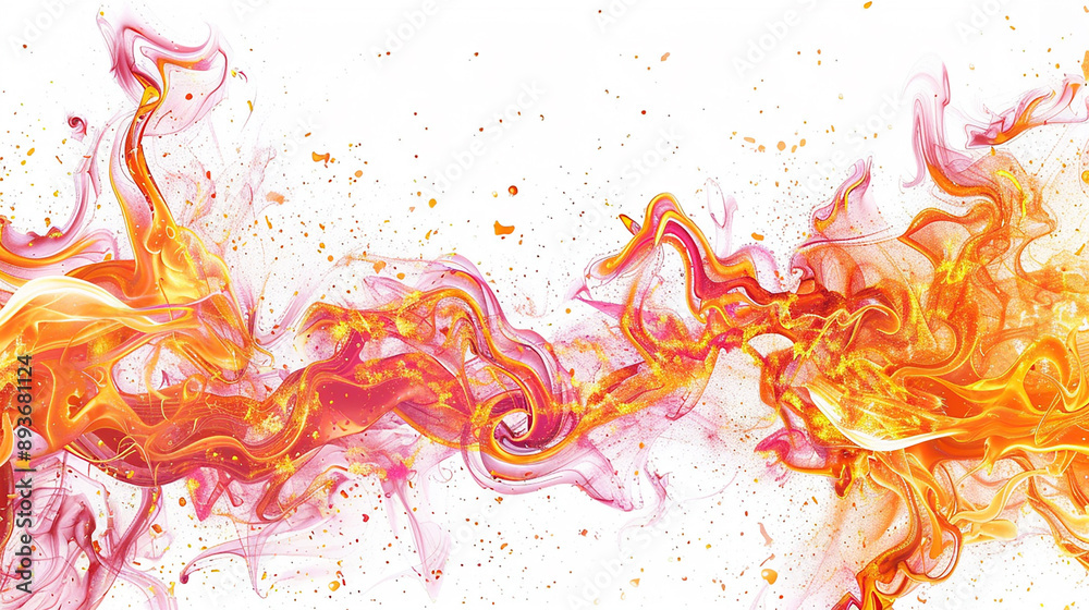 An abstract fiery explosion of colorful, swirling flames and sparks on a white background, evoking energy and creativity. An abstract fiery explosion of colorful, swirling flames and sparks on a white background, evoking energy and creativity.