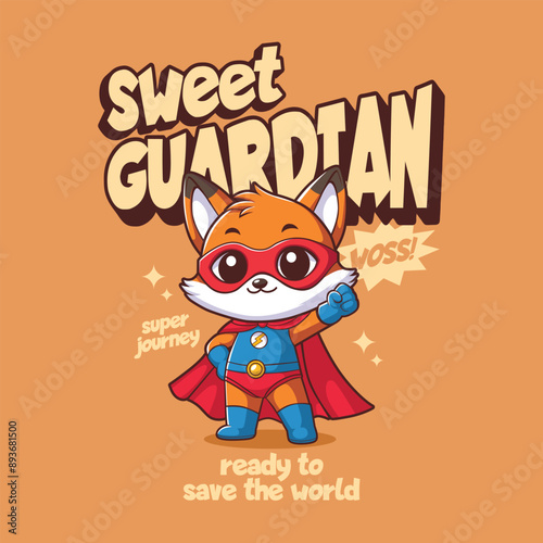 Fox sweet guardian save the world illustration