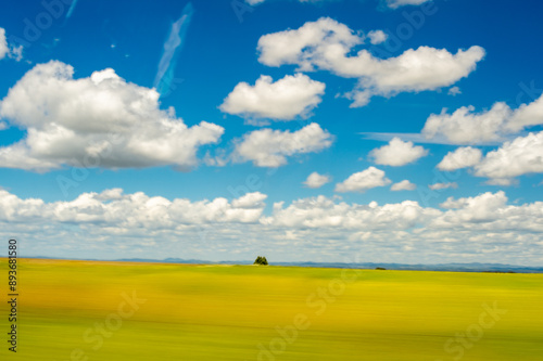 Scenic Andalusian Landscape Viewed From Moving Car In Cordoba Spain