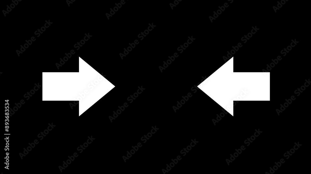  Two animated white arrows on a black background. 4K animation