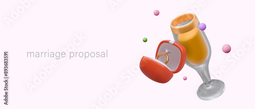 Marriage proposal. Romantic color banner for web design