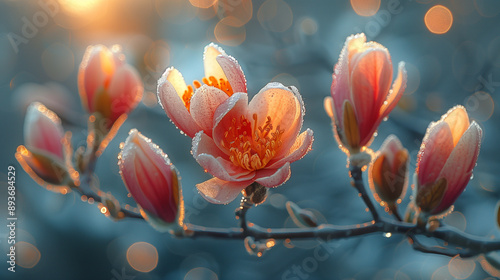 Beauty of Colorful Flowers and Blossoms in April's Sunshine