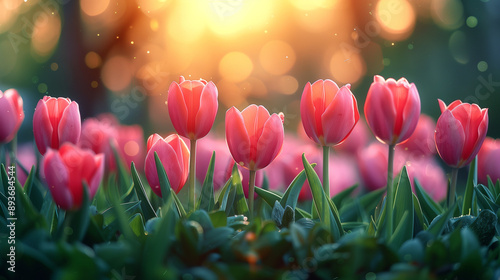 Tulip flowers blooming in the garden