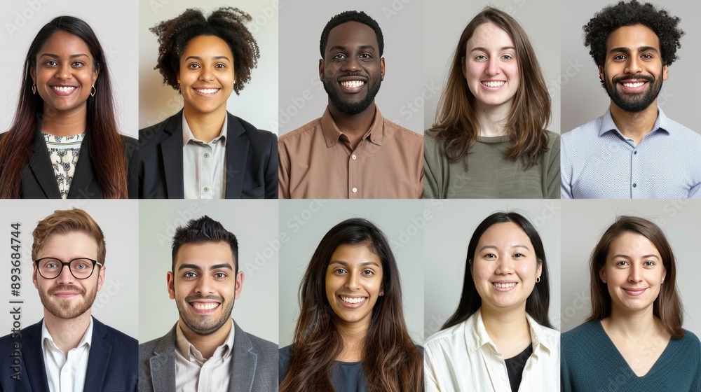 Smiling headshots of diverse team members Smiling headshots of diverse team members