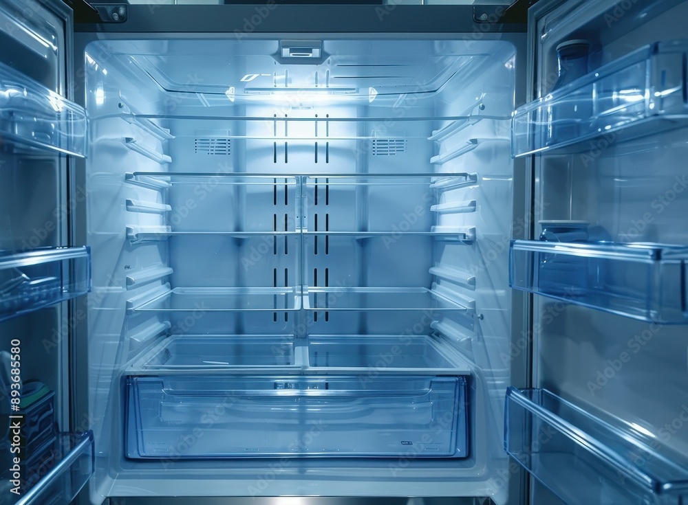A cleared out fridge after defrosting