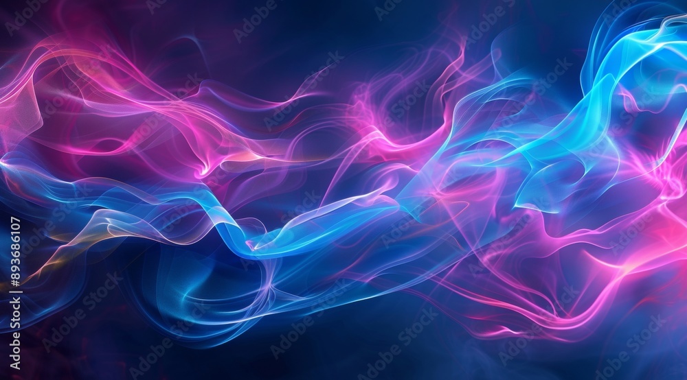 displays a vivid abstract background featuring flowing, neon-colored waves of pink, purple, and blue, set against a dark backdrop. The swirling lines create a sense of movement and energy displays a vivid abstract background featuring flowing, neon-colored waves of pink, purple, and blue, set against a dark backdrop. The swirling lines create a sense of movement and energy