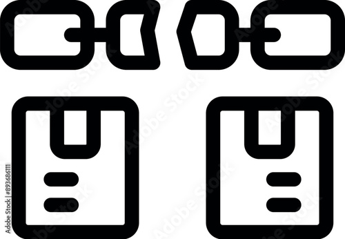 Broken chain is disrupting the delivery of two packages, representing supply chain issues
