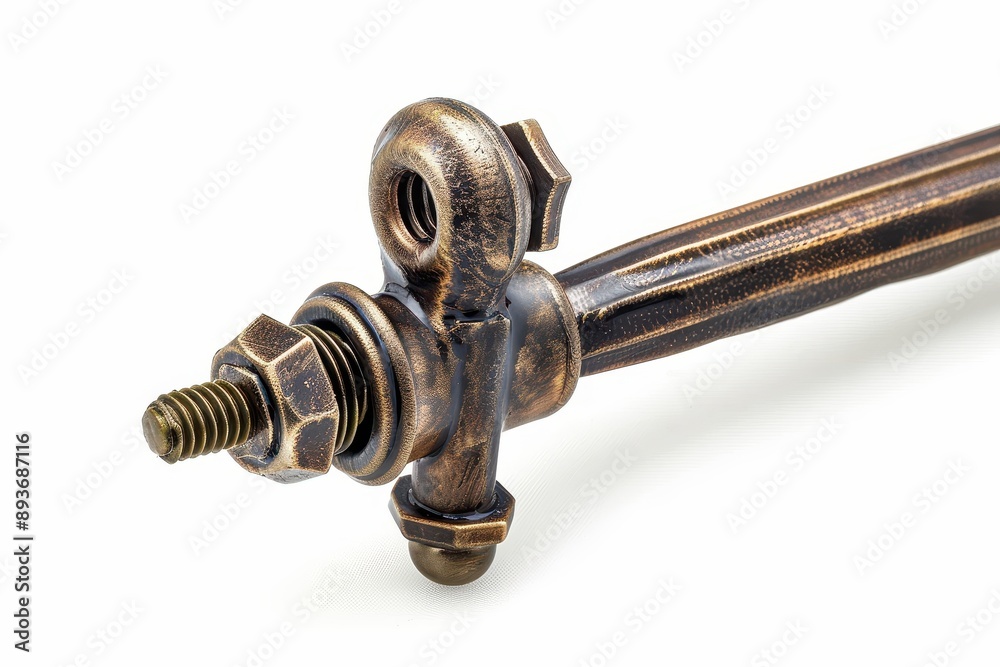 Adjustable curtain rod brackets with steel screws in bronze finish isolated on white background for interior windows Clipping path and copy sp Adjustable curtain rod brackets with steel screws in bronze finish isolated on white background for interior windows Clipping path and copy sp