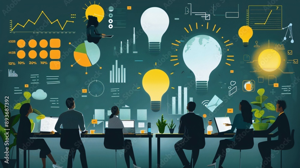 Strategic Business Growth Executives Analyzing Data and Planning for Success in Bright Setting Strategic Business Growth Executives Analyzing Data and Planning for Success in Bright Setting
