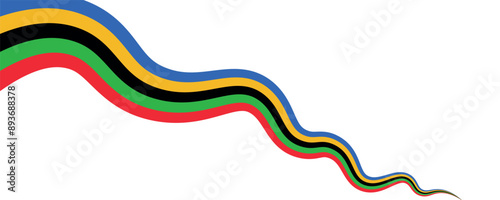 Colorful Olympic rainbow wavy line flag symbol isolated on white background