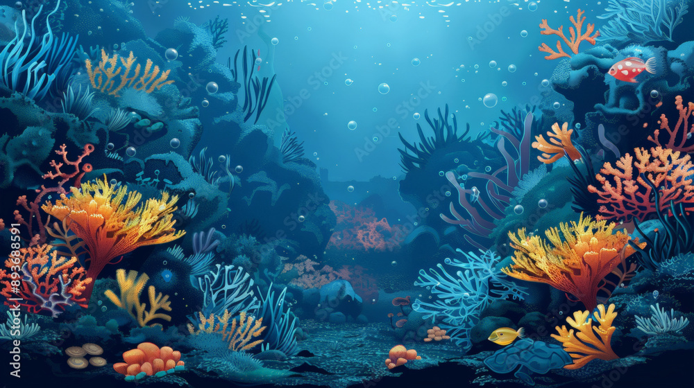 Fototapeta premium Design templates with underwater parts and coral