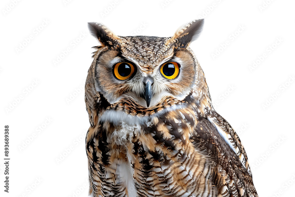 Close up owl, isolated on transparent background Close up owl, isolated on transparent background