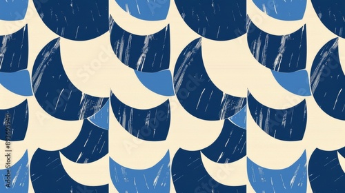A blue and white patterned fabric with a blue and white swirl design