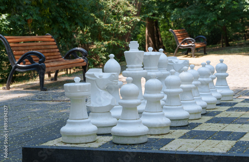 street chess in the city park in the summer season