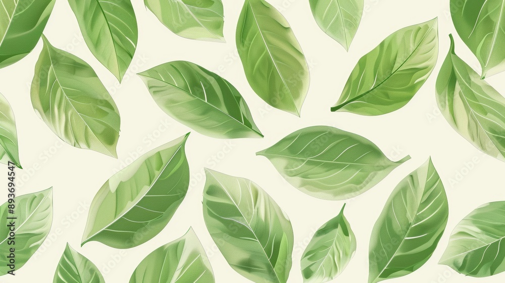 A painting of green leaves with a white background A painting of green leaves with a white background