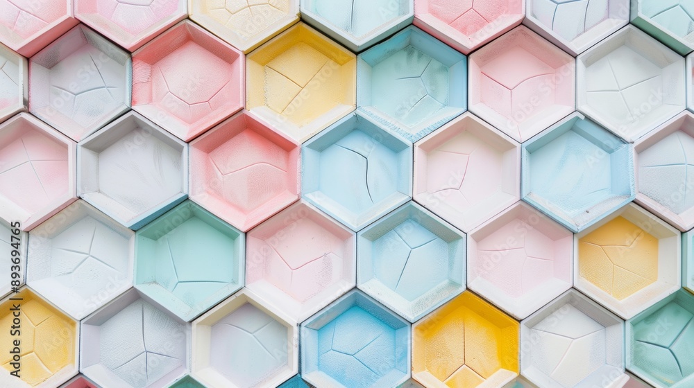 A colorful mosaic of hexagonal shapes A colorful mosaic of hexagonal shapes