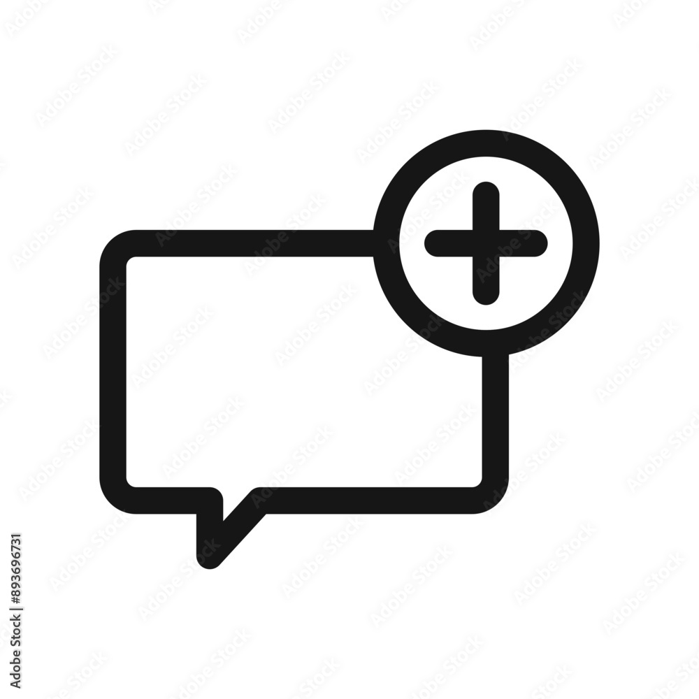 Fototapeta premium Add chat icon Black line art vector logo