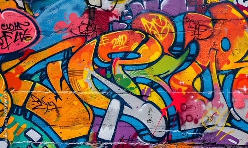 Wallpaper Mural Colorful Graffiti on Brick Wall Torontodigital.ca