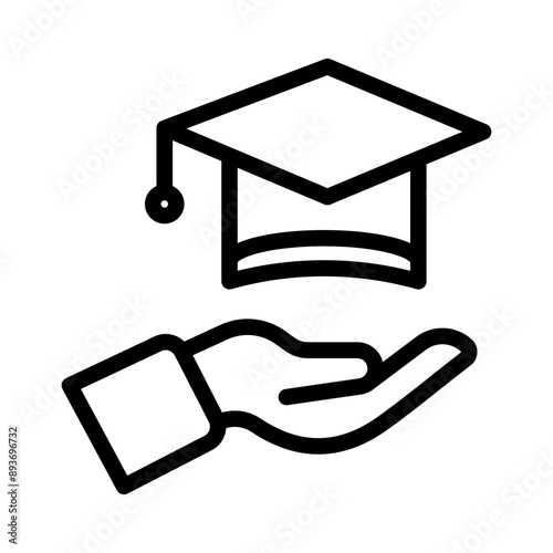 Accessible or free education icon Black line art vector logo