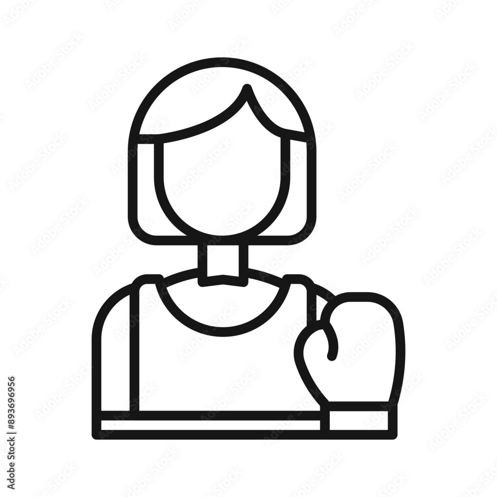 Boxer Woman Icon Black line art vector logo Boxer Woman Icon Black line art vector logo