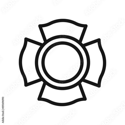Blank Fire Department badge icon Black line art vector logo