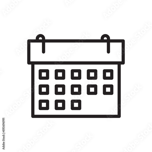 Calendar icon Black line art vector logo