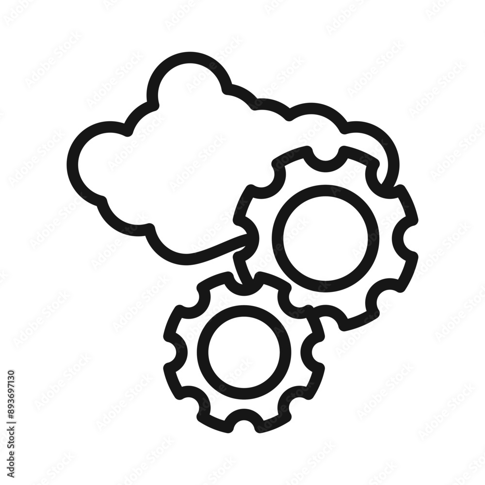 Cloud Data settings icon Black line art vector logo Cloud Data settings icon Black line art vector logo