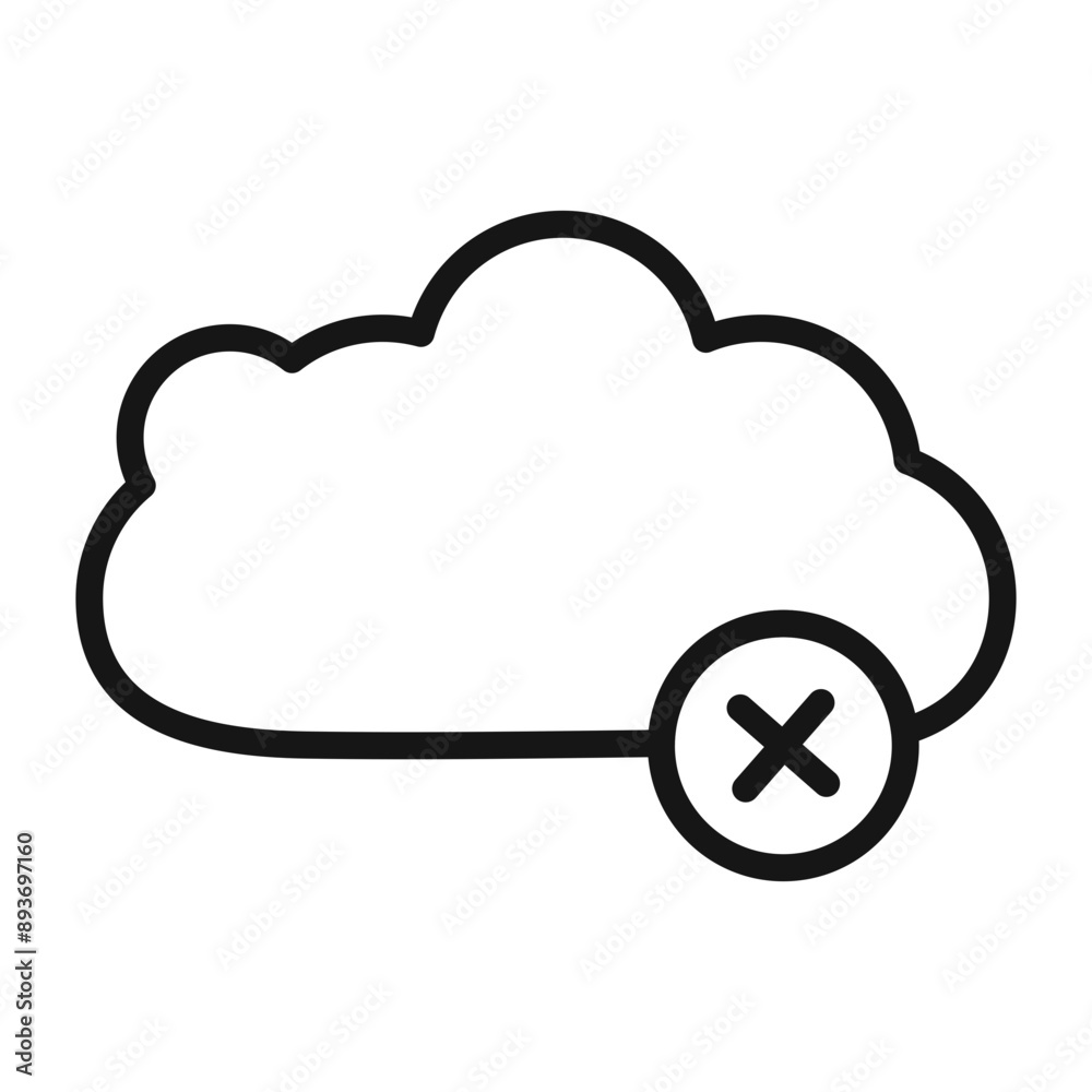 cloud sync disable icon Black line art vector logo cloud sync disable icon Black line art vector logo