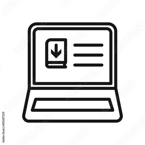 E book download icon Black line art vector logo